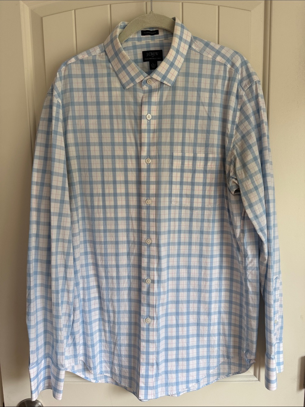 J. Crew Men’s Blue and White Plaid Button-Down Shirt